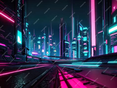 Premium AI Image | A futuristic city neon color cyberpunk style