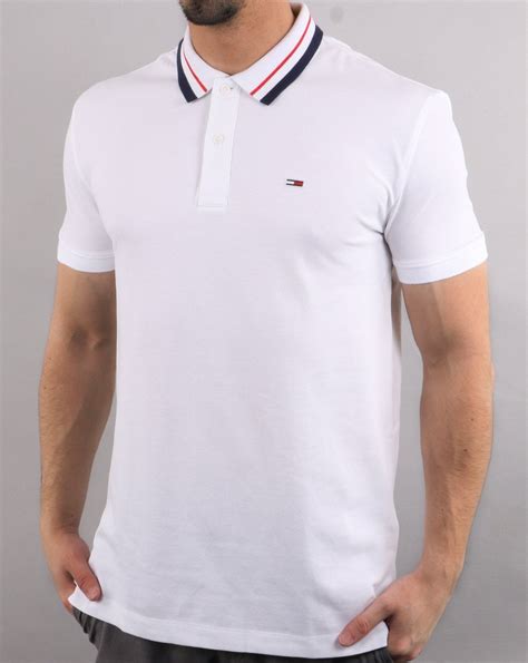 Tommy Hilfiger Tipped Polo Shirt in White | 80s Casual Classics