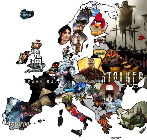 Video Game Map of Europe (Map of famous video games developed by each ...