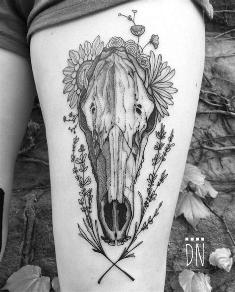 Pin by Brady Potratz on Body Canvas | Horse tattoo design, Skull thigh ...