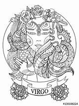 Virgo zodiac Sign coloring Page For Adults  Fotolia 130188224 Mandala sketch template