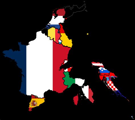 Flag map of the first French empire. (directly administered, client ...