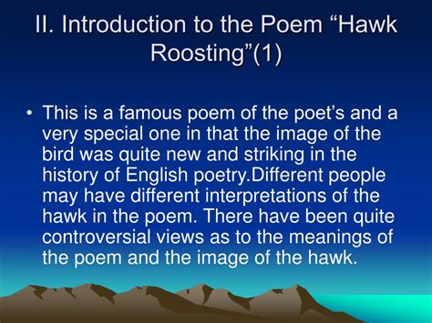 PPT - “Hawk Roosting” by Ted Hughes PowerPoint Presentation, free download - ID:161671