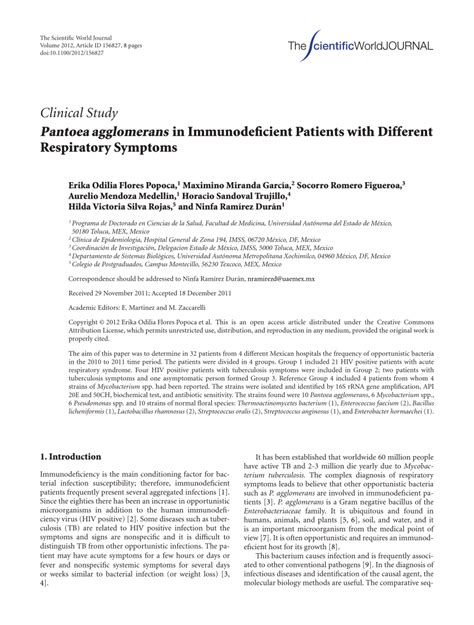 (PDF) Pantoea agglomerans in Immunodeficient Patients with Different ...