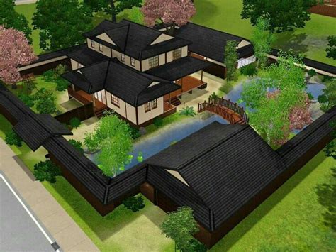 𝐓𝐒𝐔𝐊𝐈𝐇𝐄𝐁𝐈 ─ NARUTO | Japanese style house, Sims house design, Japanese house exterior