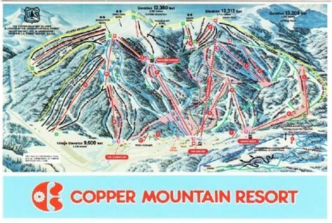 Copper Mountain Ski Resort CO Trail Map 1990s Postcard | Copper mountain, Copper mountain ski ...