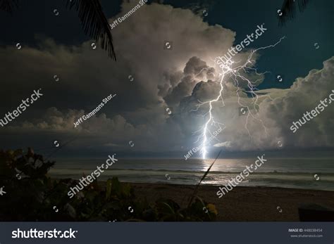 Severe Lightning Storm Over Ocean Stock Photo 448038454 | Shutterstock