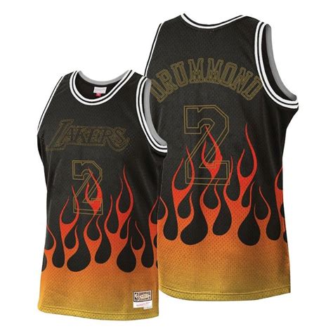 Men Andre Drummond Lakers #2 Flames Hardwood Classics Jersey – Choose ...