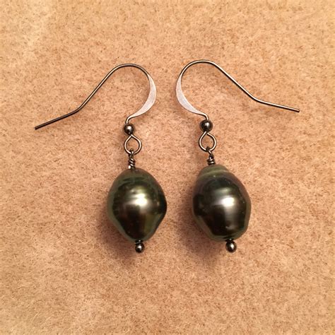 Tahitian black pearl earrings | Natalie Barat Design