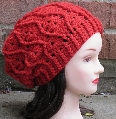 Crochet Hat Pattern - Maddie Slouchy Beret Beanie Cabled Hat Women Teen Fall Winter Pdf Pattern ...