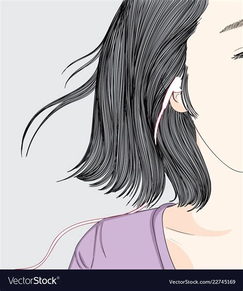 Women are listening to music in one ear. Doodle art concept,illustration painting. Download a ...