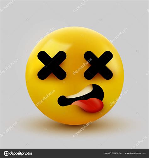 Een emoji met een dood gezicht. Cross eyes emoticon 3d weergave. vectorafbeelding door © hobbit ...