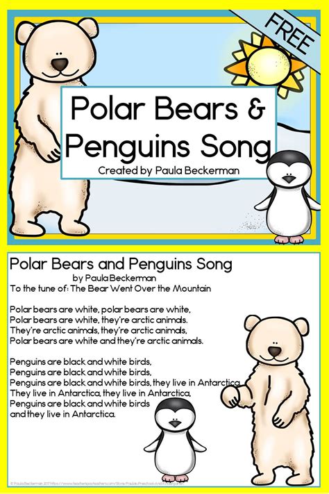 Polar Bears and Penguins Song FREE | Polar bears kindergarten, Polar bears activities, Polar ...