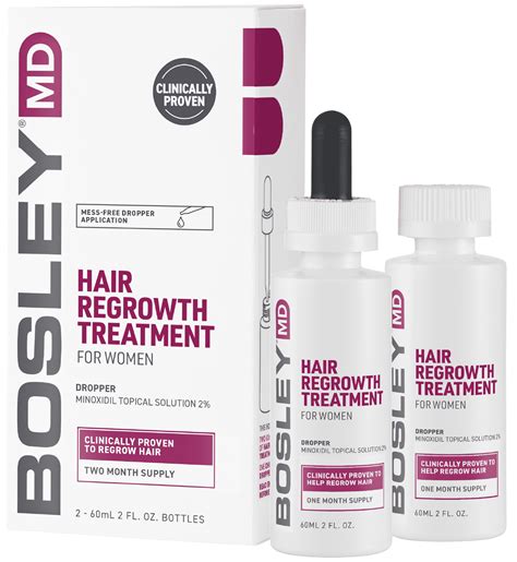 Bosley MD Women's Regrowth Treatment 2% Minoxidil Dropper - Walmart.com