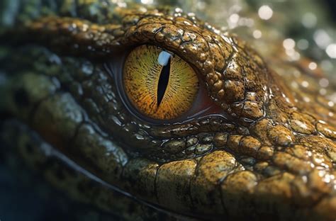 Premium AI Image | A close up of a crocodile's eye