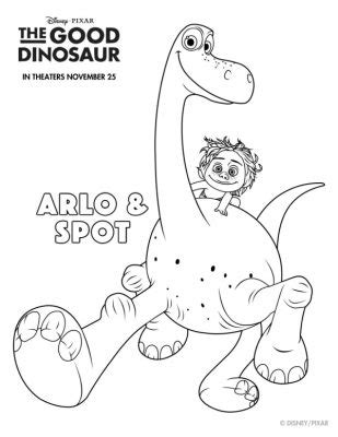 Free Printable Disney The Good Dinosaur Arlo & Spot Coloring Page | Mama Likes This