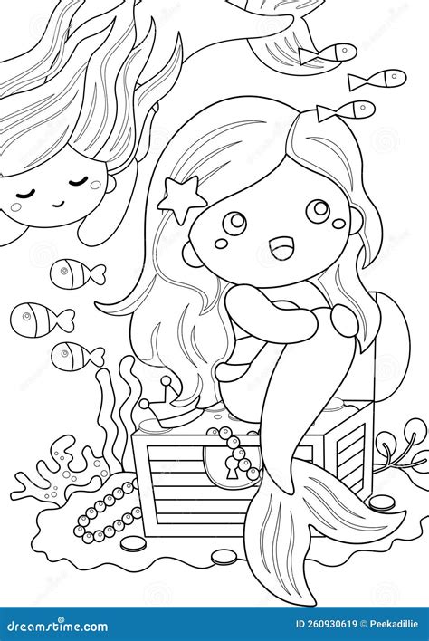 Sea Mermaid Coloring Pages A4 For Kids And Adult Royalty-Free Stock Photo | CartoonDealer.com ...