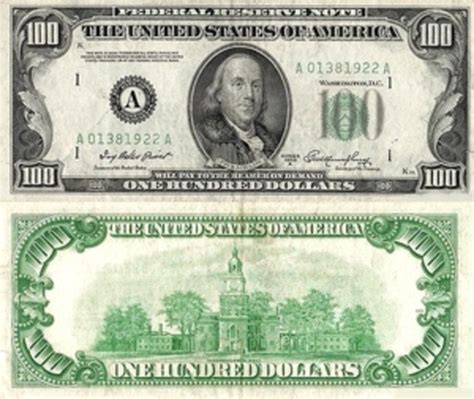 100 Dollars (Federal Reserve Note; small portrait; no motto) - United ...