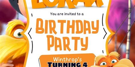 Download FREE The Lorax Birthday Invitation Templates - FRIDF