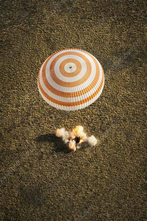 Soyuz spacecraft landing, Kazakhstan - Stock Image - C022/9468 - Science Photo Library