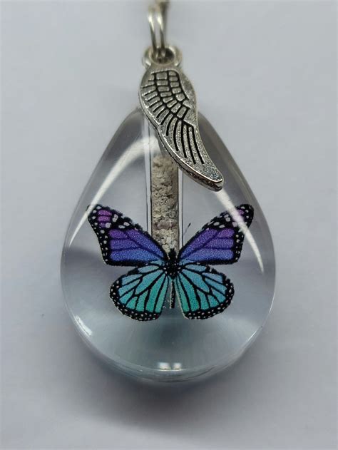 DIY Purple Teal Monarch Butterfly Cremation Jewelry Urn Necklace Sympa – InFusion Glass