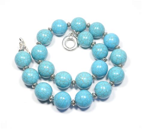 Turquoise Beaded Necklace Turquoise Jewelry Turquoise Statement ...