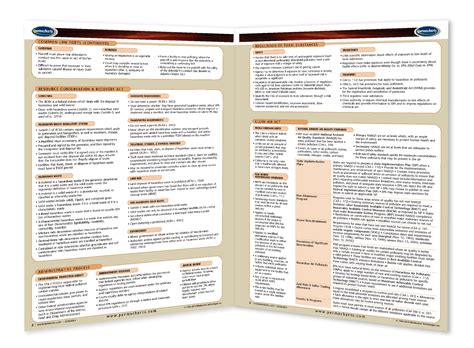 Environmental Law Guide - Quick Reference Chart - 4 - page Laminated