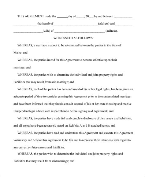 Marriage Contract Template Word