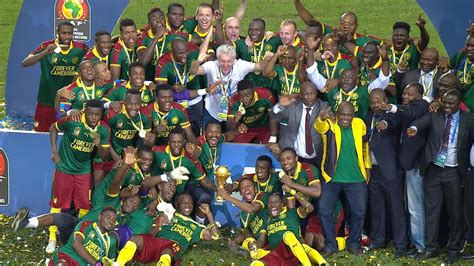 Cameroon players celebrate following their Africa Cup of Nations victory - Football video ...