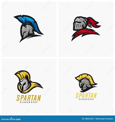 Set of Spartan Warrior Logo Design Vector Illustration. Warriors Sport Team Logo Design. Stock ...