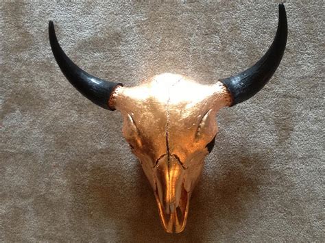 Buffalo Bison Skull -Copper Leaf Gilded Sculpture by Art Ftp - Pixels