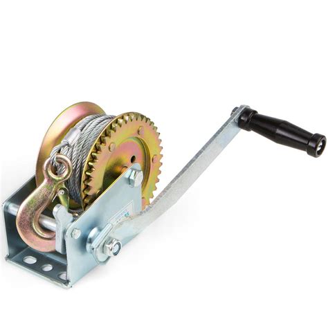 Stark 2000 lbs. Capacity Heavy-Duty Worm Gear Manual Crank Hand Winch ...