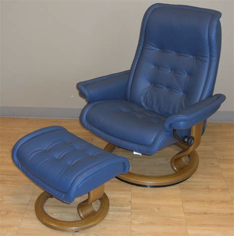 Stressless Royal Leather Recliner Chair and Ottoman by Ekornes