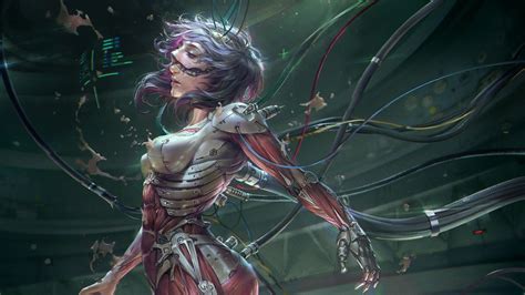 science fiction Kusanagi Motoko #women #cyborg #wires Ghost in the Shell fan art #1080P # ...