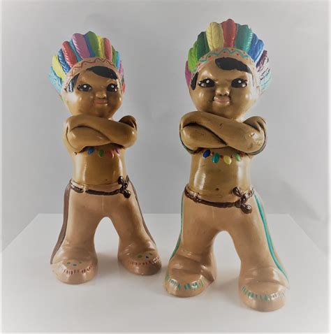 Vintage Ceramic Indian Figurines - Set of Two - Native American Statues ...