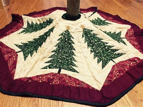 Quilted tree skirt quilted Christmas tree skirt Christmas