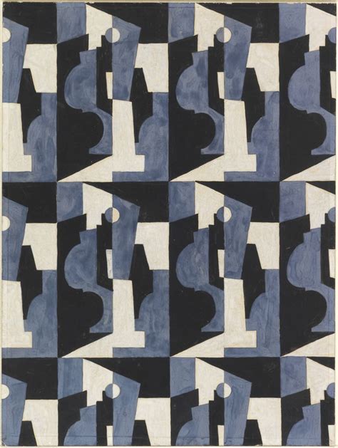 an abstract painting with black, white and blue shapes on it's sides in squares