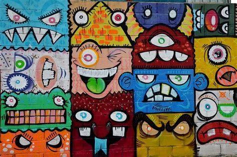 street art, monster, comic, graffiti, spray, paint, black and white ...