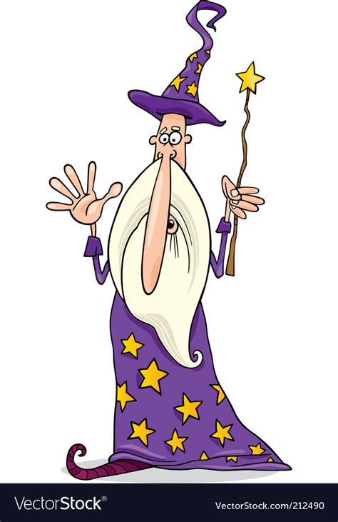 Wizard with magic wand Royalty Free Vector Image