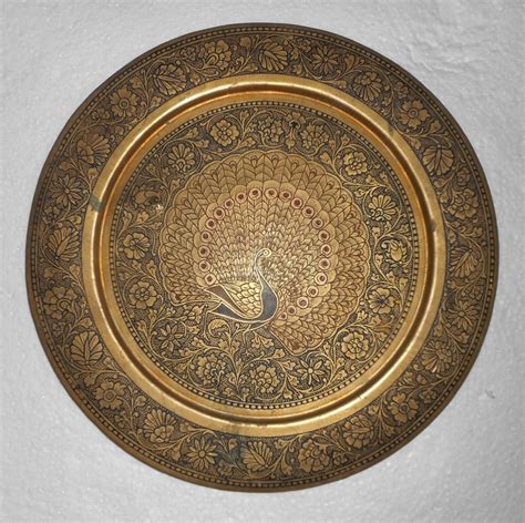 India Vintage Brass Wall Plate Peacock Design Very Decorative Piece ...