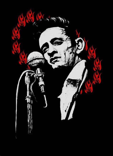 Johnny Cash Ring Of Fire T Shirt Print Painting by Melissa O Brien - Pixels