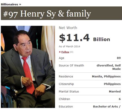 Henry Sy & Family: 2014 Forbes Richest Clan in the Philippines - Philippine News