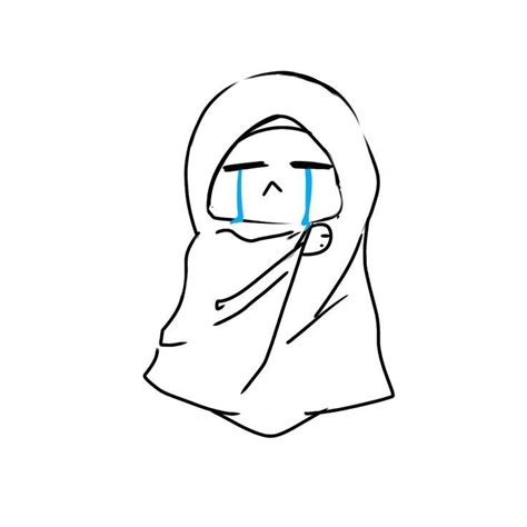 a drawing of a woman's face with blue eyes and a scarf over her head