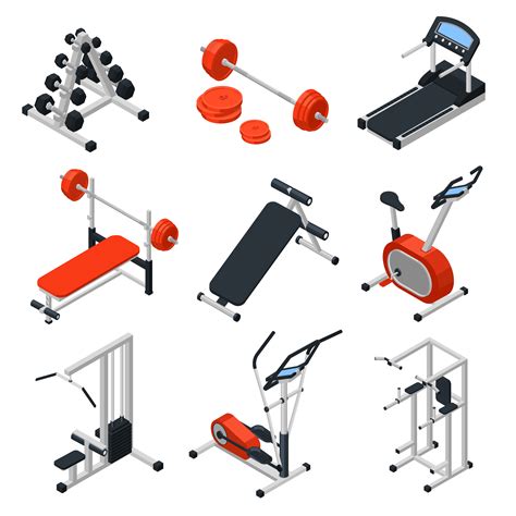 Gym Equipment Isometric Set 480498 Vector Art at Vecteezy