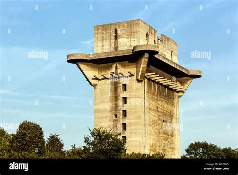 A German flak tower, Flakturm, a remnant of the second world war,anti ...