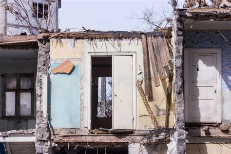 Neglected and Abandoned Building with Garbage Around. Disadvantaged ...