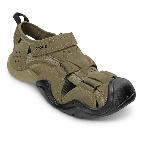 Crocs Men's Swiftwater Leather Fisherman Sandals - 654244, Sandals & Flip Flops at Sportsman's Guide