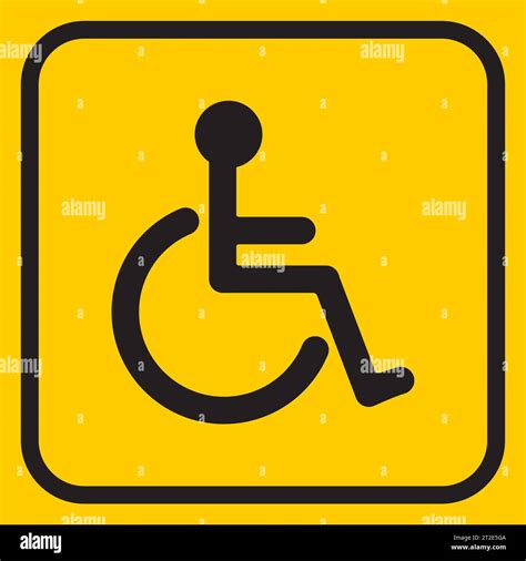 Disabled Handicap Icon on yellow background.Person who uses a wheelchair outline sign. Man with ...