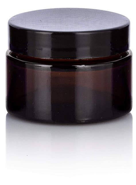 1 oz / 30 ml Amber Glass Thick Wall Balm Container Empty Jars with Black Smooth Foam Lined Lids