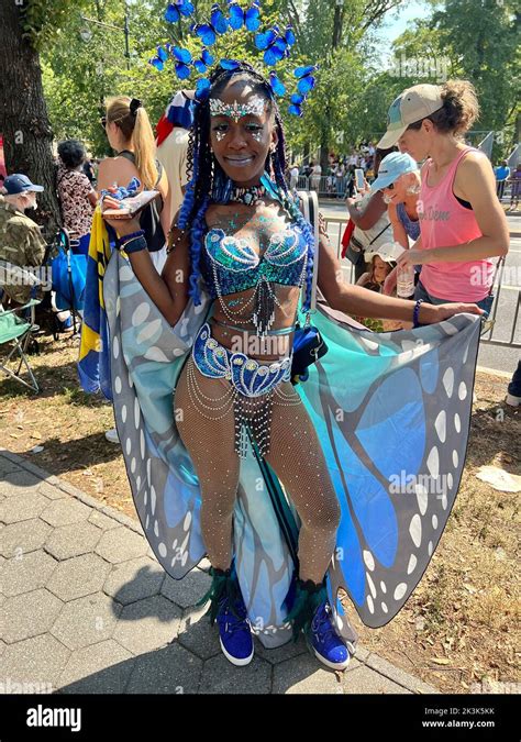 Portrait of a young woman participsting ast the West Indian Day Parade ...